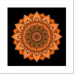 Orange Mandala for Sacral Chakra Zunaria Pattern Posters and Art